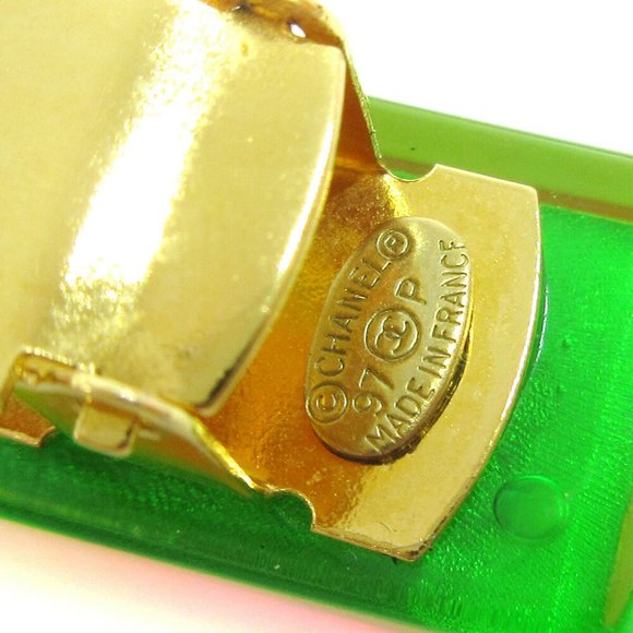 CHANEL CC Logos Hair Clip Hairpin Barrette Rainbow